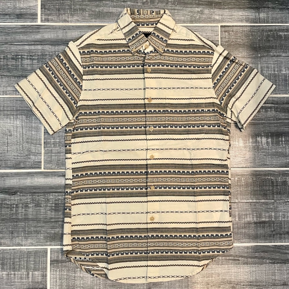 J.Crew Embroidered Stripe Pattern Short Sleeve Shirt Mens XS
